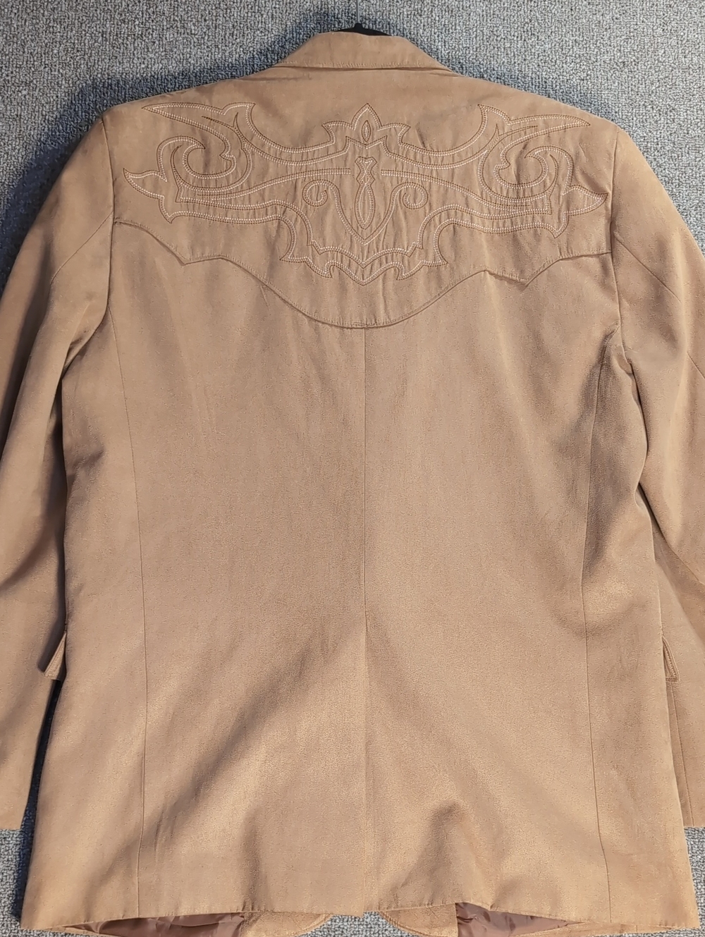 Circle S Dallas TX Embroidered Micro-Suede Sport Coat Size 44R in Western Tan - Picture 10 of 15